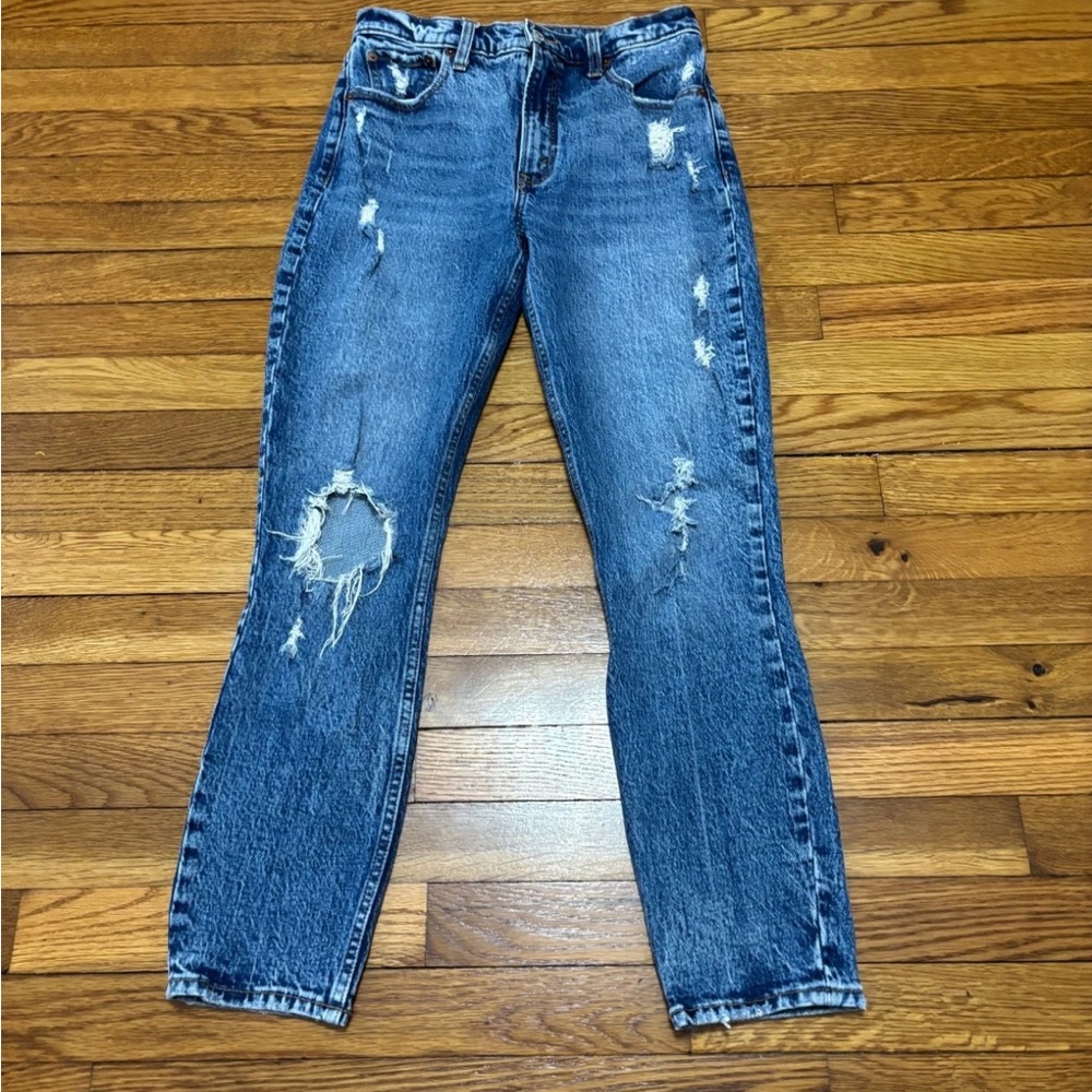 Distressed Blue Jeans